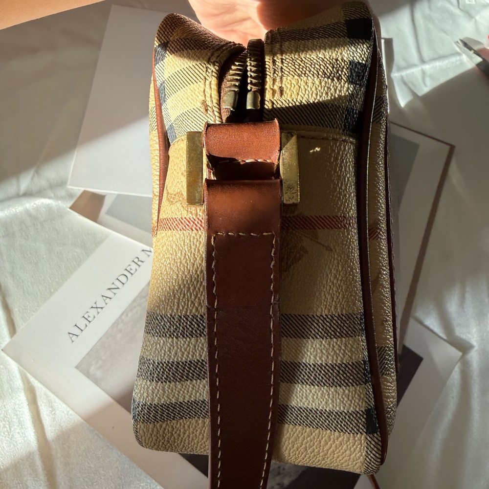 Burberry Beige Check Crossbody Bag with Brown Trim - Picture 8 of 13